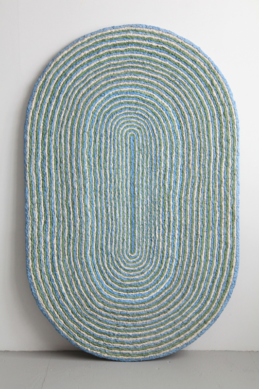 Portal (rug) 2011 sculpture by Aaron King Art cement, pigment, lathe, wood 80'' x 51'' x 2.5''