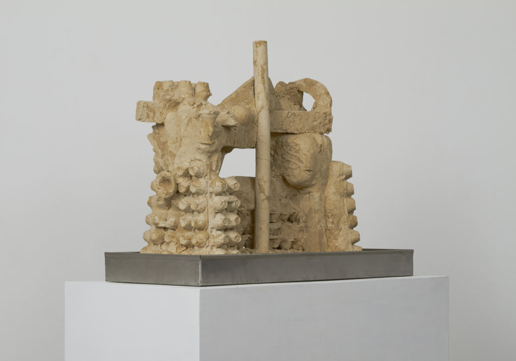 Lot #7 2016 sculpture by Aaron King sand, starch, foam, wood, metal 27'' x 35'' x 15'' Lot #7 2016 sculpture by Aaron King sand, starch, foam, wood, metal 27'' x 35'' x 15''
