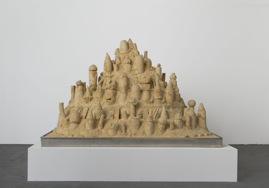 Lot #1 2015 sculpture by Aaron King sand, starch, foam, wood, metal 42'' x 57'' x 48'' Lot #1 2015 sculpture by Aaron King sand, starch, foam, wood, metal 42'' x 57'' x 48''